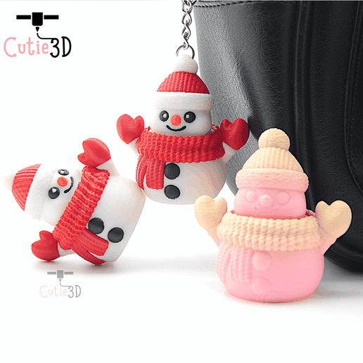 ☃️ Cutie3D Winter Snowman Keycap Fidget Clicker Keychain - Cute